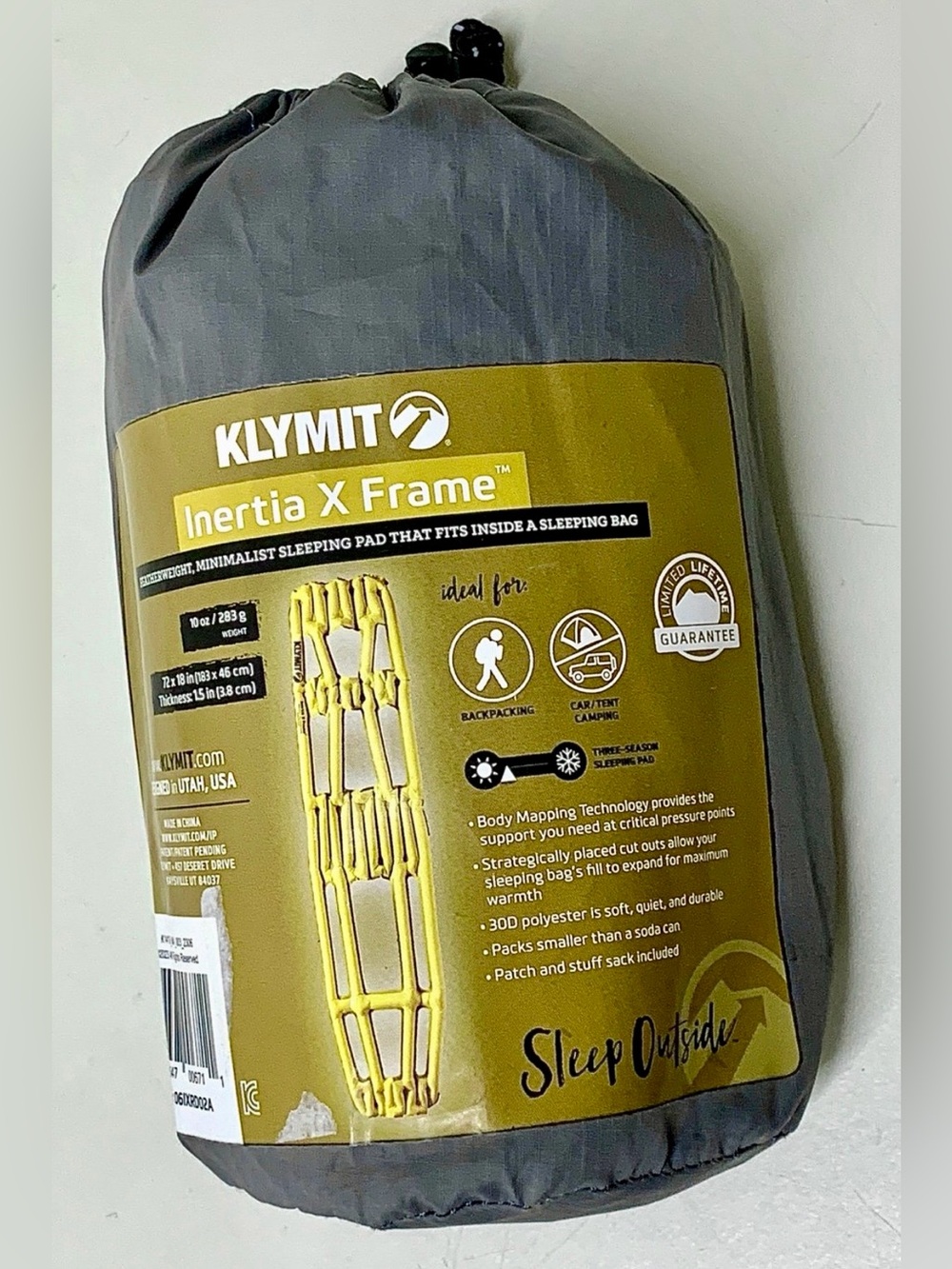 Klymit Inertia X Self Contained Lightweight Inflatable Sleeping Bag Pad